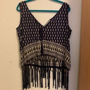 Earthbound beaded fringe top XL